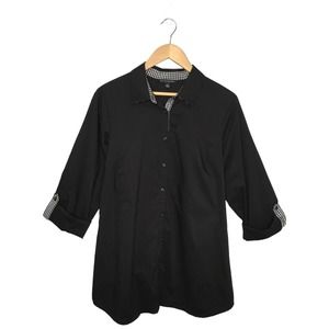 New Zac And Rachel Buffalo Plaid Contrast Long Tab Sleeve Button Down Tunic L